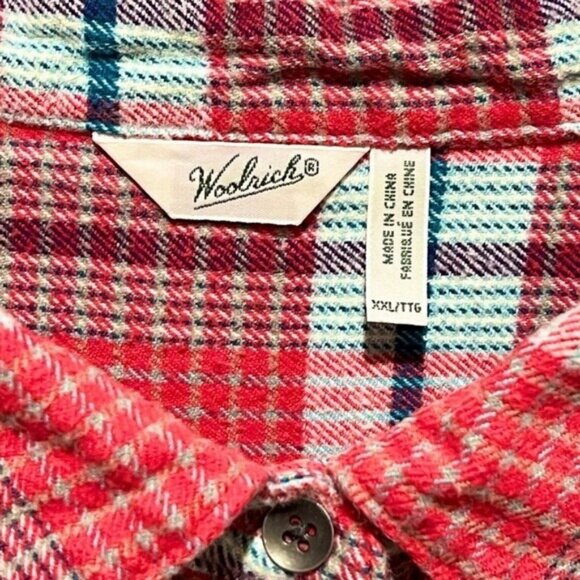 Woolrich Women's Red Casual Plaid Button-Up Long Sleeve Shirt 100% Cotton XXL - Picture 9 of 10
